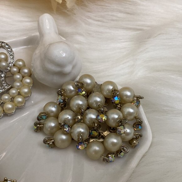 LOT/COLLECTION RHINESTONE/FAUX PEARL BROOCHES (CORO, MARVELLA, ROBERT, GOLDETTE) - Picture 11 of 16